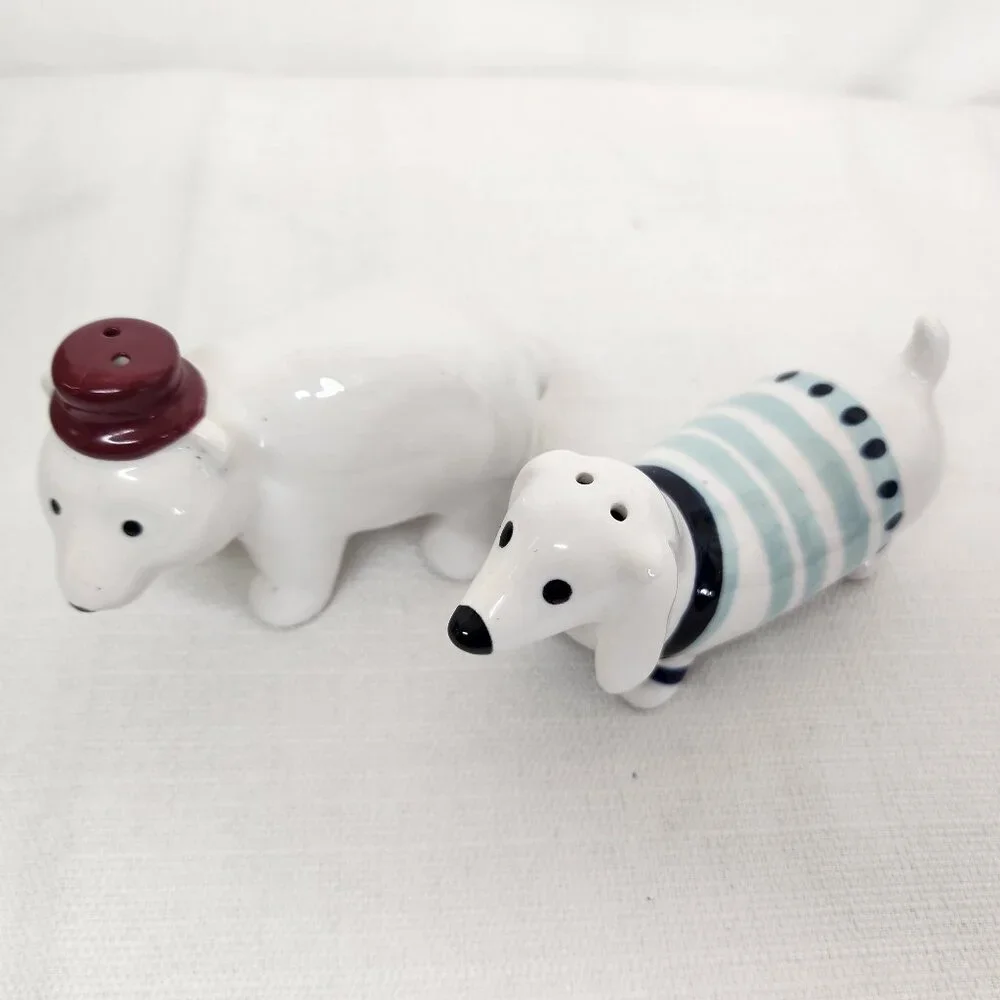 Ceramic Dachsund Sweater Bear Hat Salt and Pepper Shakers Target